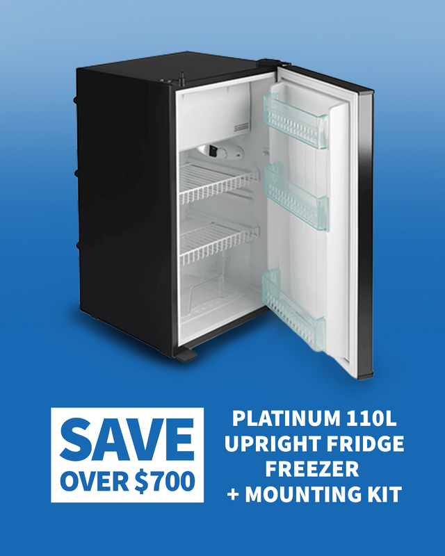 110L Platinum Upright Fridge Freezer + Mount Kit
